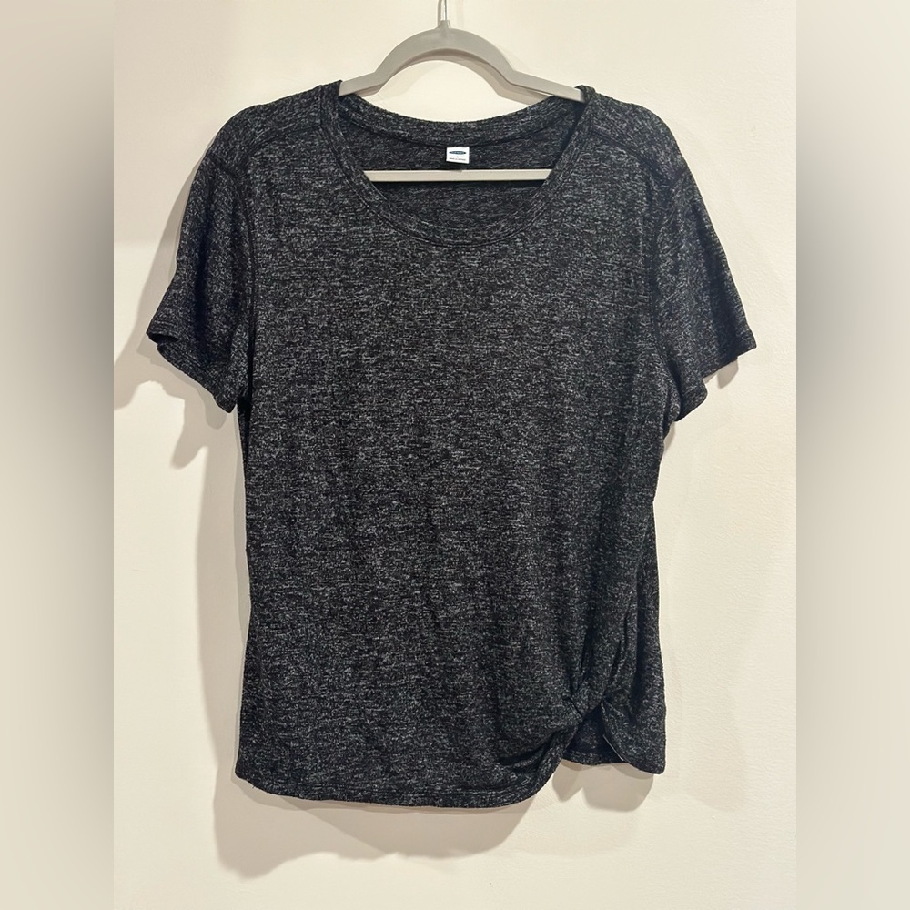 Old Navy Charcoal Marled Twist-Front Tee